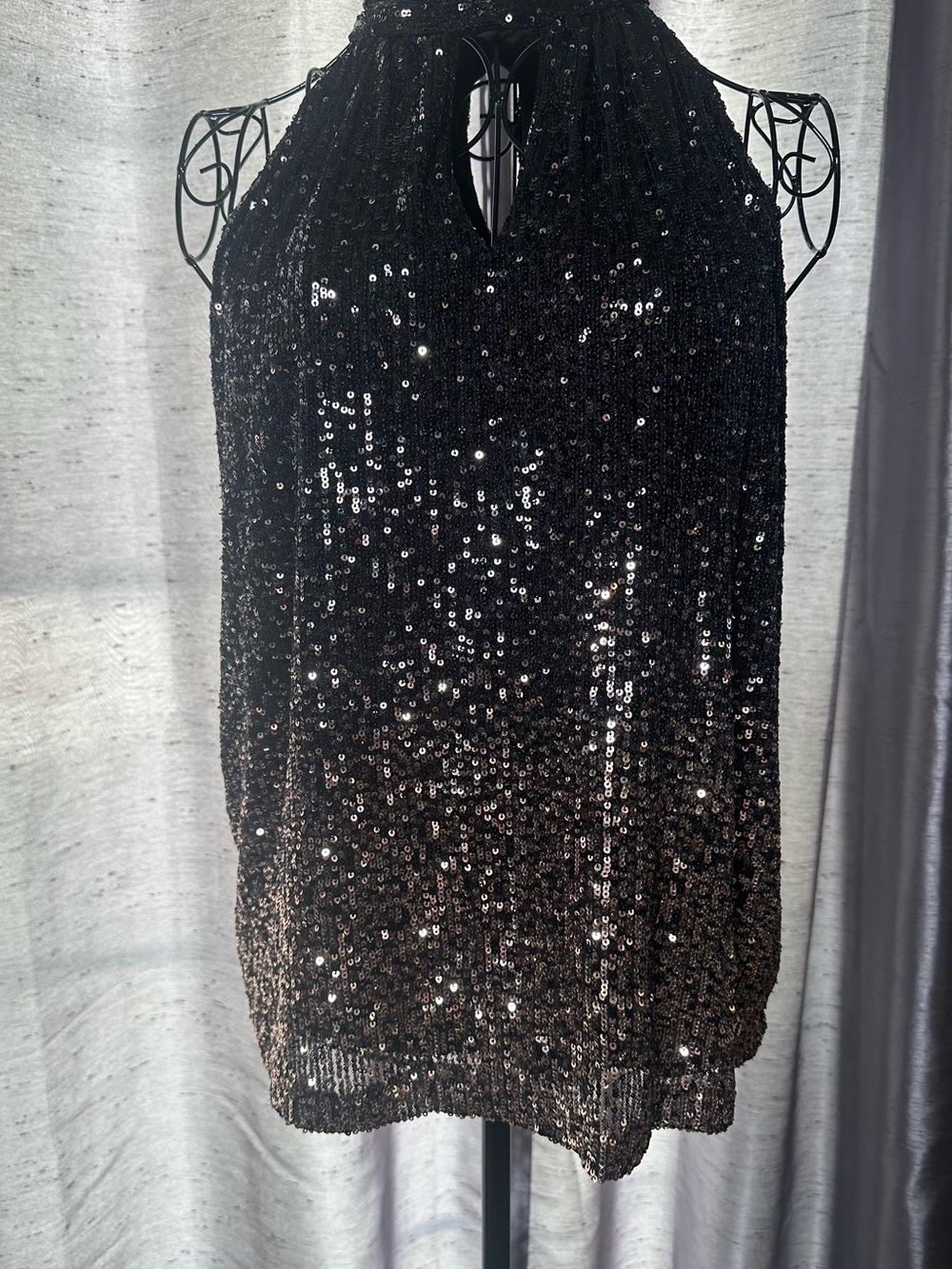 NWT The Limited Black Sequin Strapless Halter Top